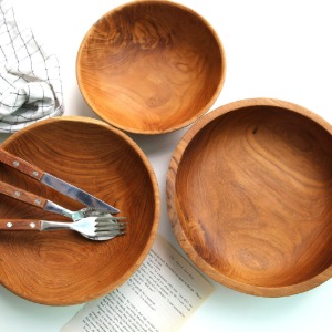 티크나무 우드그릇 감성 접시 원목 플레이트 3사이즈