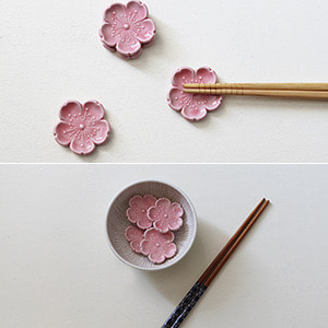 일본 도자기 핑크 벚꽃 젓가락 받침 (사랑스럽고 이쁨)