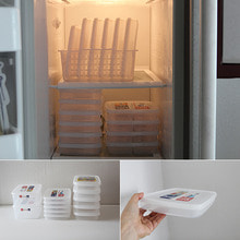 일본완제품의 1리터 납작용기1L 밀폐용기( 냉장고 냉동실 정리,불고기,생선,해물류,육류 등 보관)